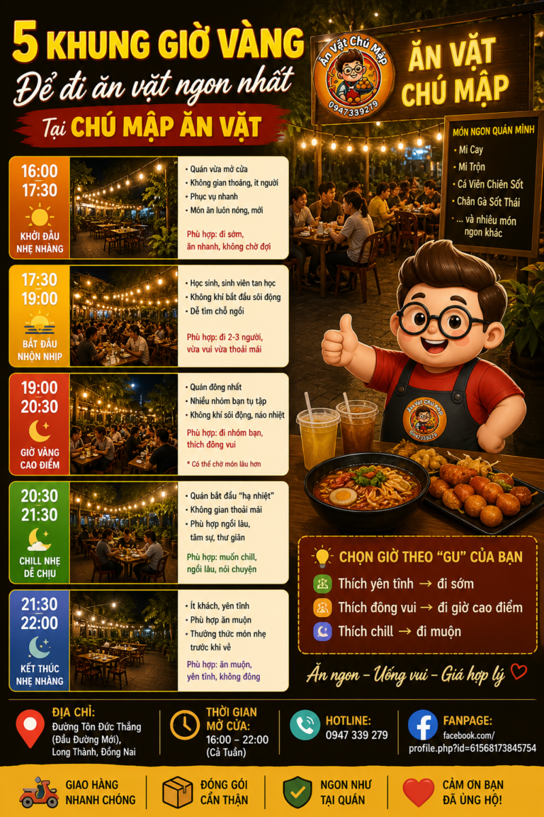 🕒 5 Khung Giờ “Vàng” Để Đi Ăn Vặt Ngon Nhất